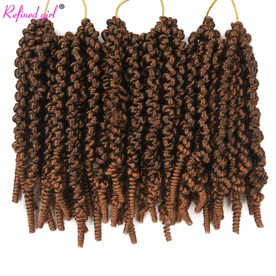 

Short Bomb Twist Crochet Hair Extensions 8inch Synthetic Fluffy Pre-twisted Spring Passion Twist Braiding Hair Bulk 15strands/pc