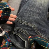 Y2K Spicy Girl Dark Series Wide Leg Jeans Women's New High Street Splicing Loose High Waist Slimming Flare  Pants - Image 3