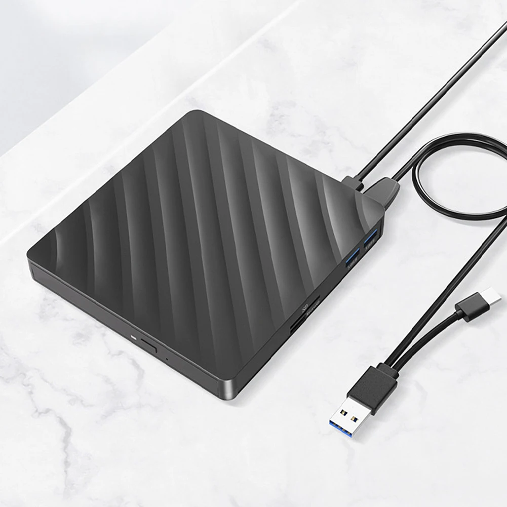 노트북 데스크탑 PC용 디스크 복사기 드라이브, USB 3.0 C 타입 휴대용 CD 드라이브, Win Mac OS TF/SD 카드 슬롯과 호환 가능, 6 in 1