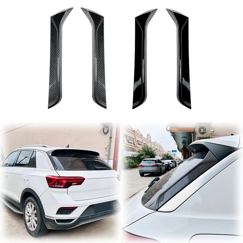 2X Für VW T-ROC SUV A11 MK1 R R-Line TSI TDI Hinten Seite Fenster Spoiler Lip Flügel Durch Hohe qualität ABS Glanz Schwarz Body Kits Tuning