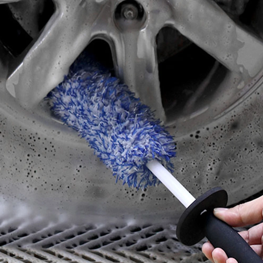 Car Wash Super Brush Microfiber Premium Wheels Brush Nonslip Handle Easy To Cleaning Rims