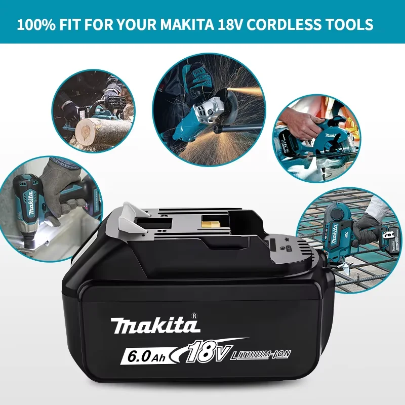 Original Makita18V 6000mAh 6.0AHrechargeable power tool battery,replace lithium-ion LXT BL1860B BL1860 BL1850makita packaging18V 4