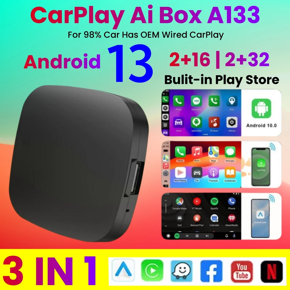 Android 13 Carplay AI Box Wireless Carplay Android Auto WiFi