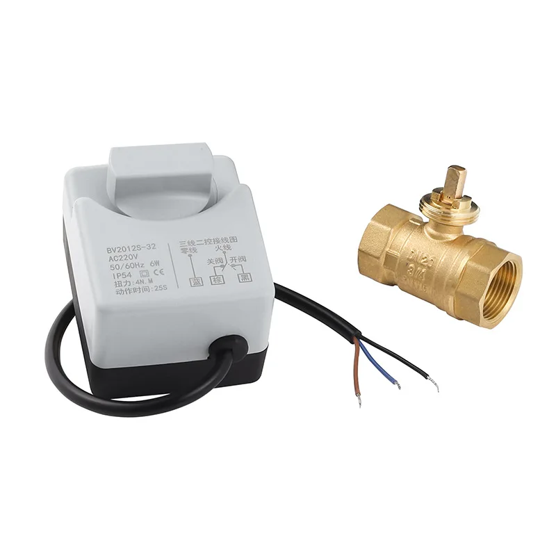 AC220V DC12-24V 3 Way/2 Way DN15/20/25/32/40 Manual Switch Brass Motorized Ball Valve 3-Wire Two Control Electric Actuator