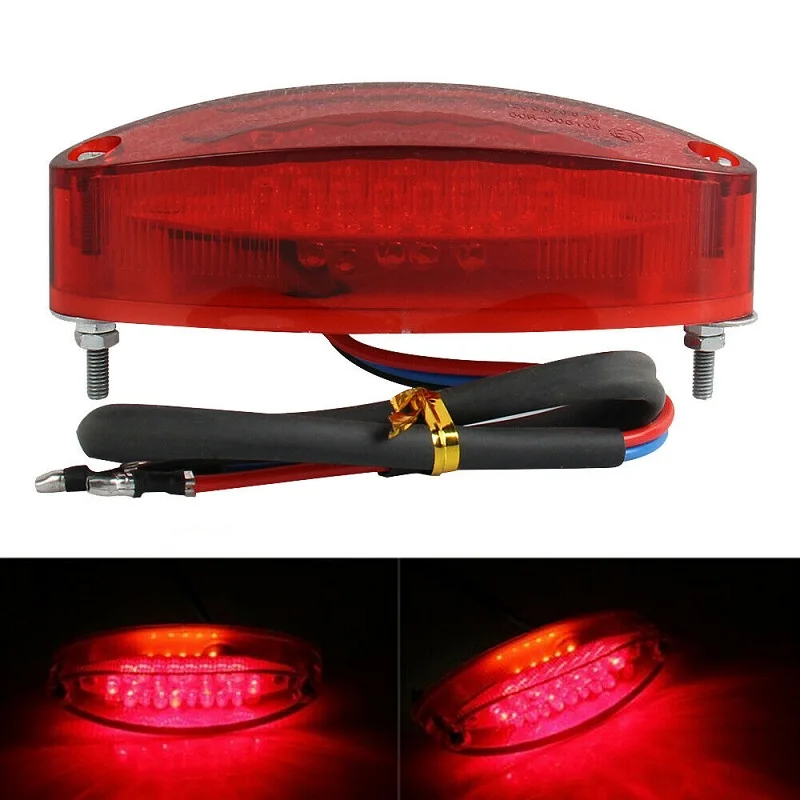1Pcs12VMotorcycleLEDRedRearTailLightSmokeStopBrakeRunning