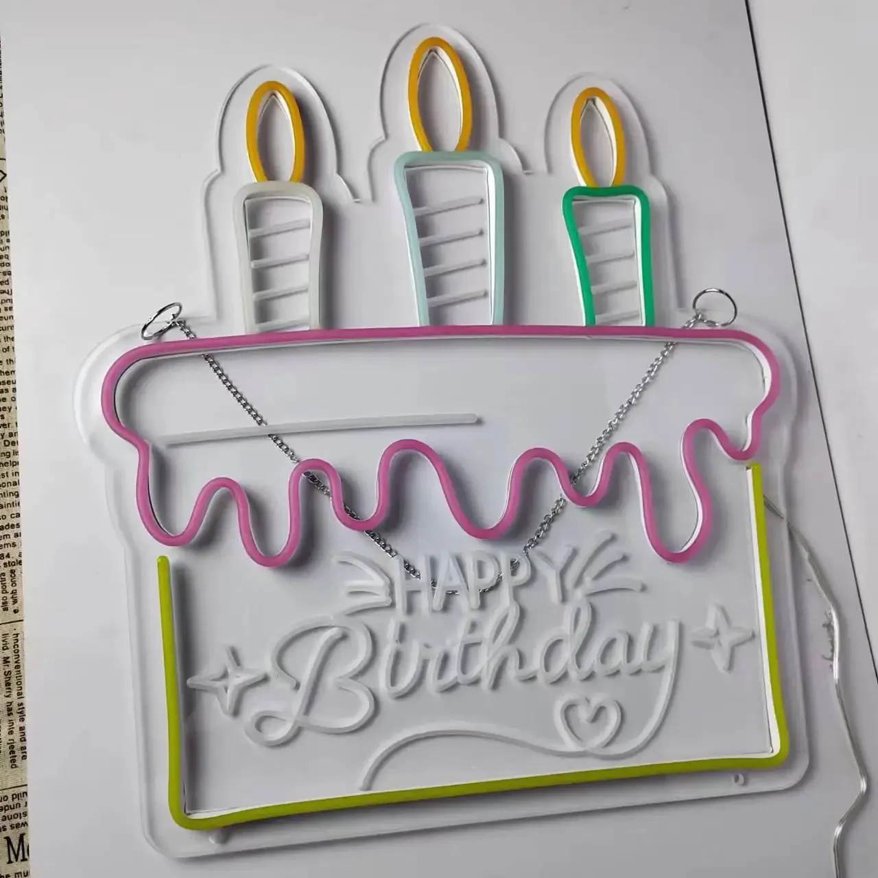 생일 축하 네온 LED 사인 조명, 벽 장식, 웨딩 파티 크라운, 헬로 네온 라이트, 웨딩 사인 선물