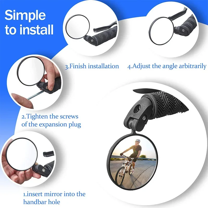 Universal Bicycle Rearview Mirror Adjustable Rotate Wide-Angle Cycling Handlebar Rear View for MTB Road Bike Accessories_voghion.com