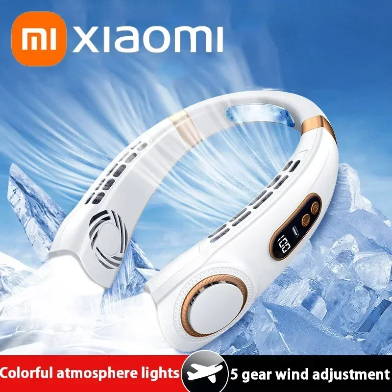 

XIAOMI зарядный шейный вентилятор 5 скоростей Портативный цифровой дисплей 4000 мАч перезаряжаемый безлопастный Электрический вентилятор кондиционер для спорта
