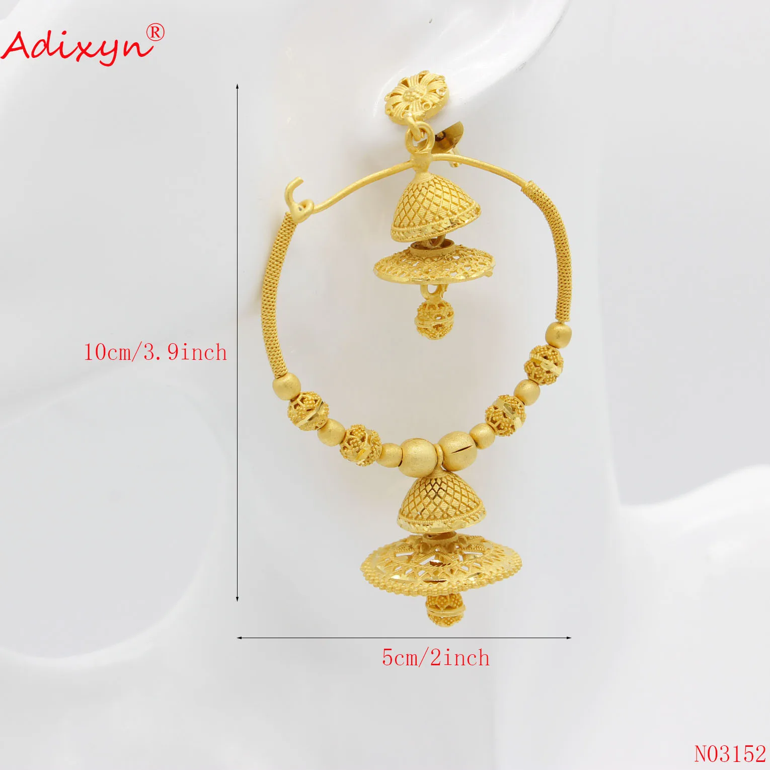 Adixyn 2023 India Hollow Swing Bollywood Ethnic Earrings For Women Gold Color/Copper Manual Jewelry Religious Activities N03151