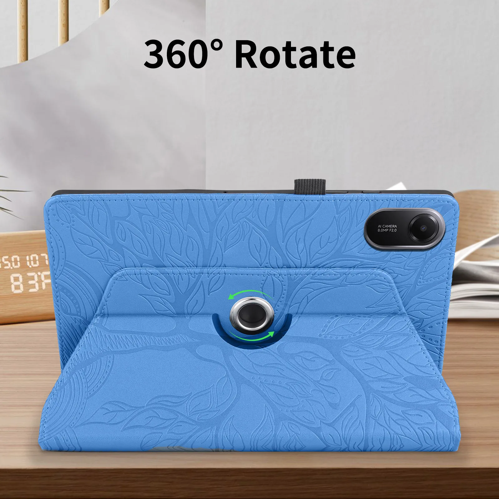 Premium 360° Rotating Leather Wallet Tablet Cover with Card Slots and Stand Function