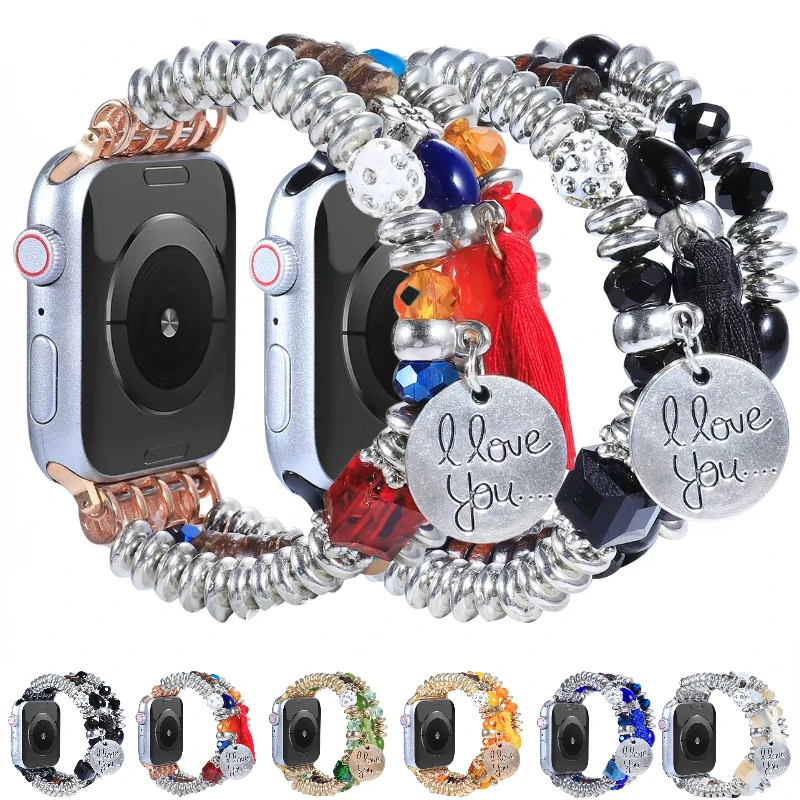 

Jewelry Beaded Strap for Apple Watch Band Ultra 49mm 8 7 45mm 41mm Bracelet Wristband for 6 5 4 Se 44mm 42mm 3 40mm 38mm Correa