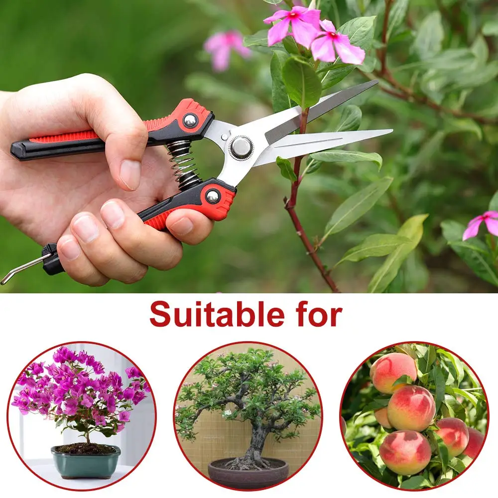 Garden Pruning Shear Stainless Steel Scissors Gardening Plant Scissor Branch Hands Pruner Trimmer Tool for Tree/Flowers Trimming