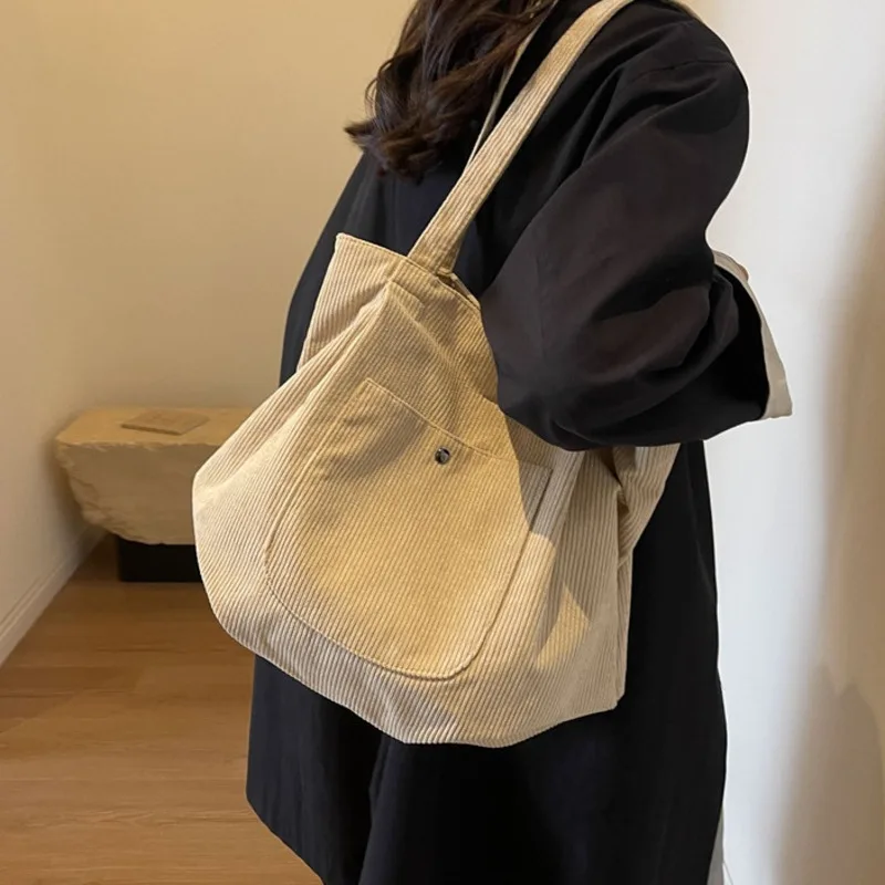 Women's Large Capacity Commuter Tote Bag Fashion Versatile Casual Handbag Academy Style Multicolour Single Shoulder High Quality