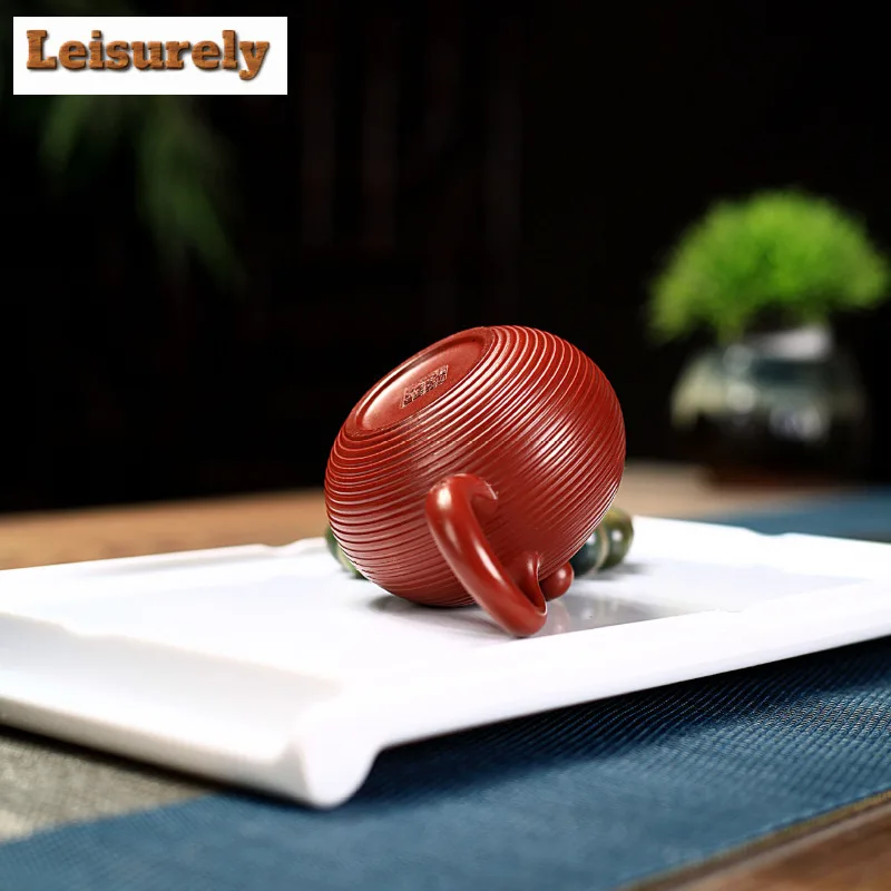 130ml Antique Yixing Purple Clay Teapots Handmade screw thread Xishi Pot Raw Ore Dahongpao Mud Kettle with Filter Zisha Tea Set