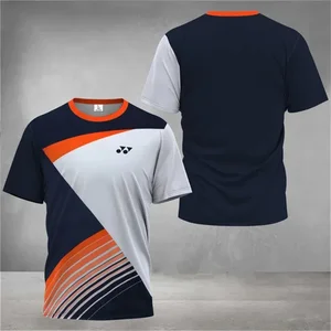 Fashion Boutique Sports Leisure Loose Size Men's T-shirt Badminton Sports Running 3-color Pattern 3D Printed Sport Short Sleeves