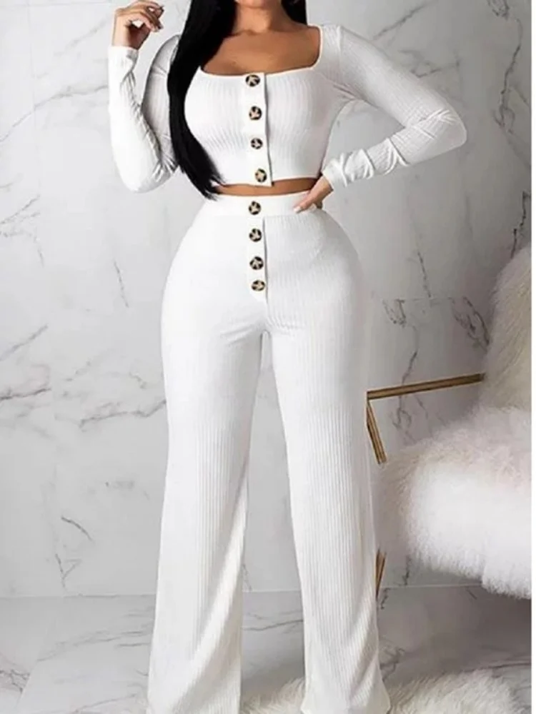 Wmstar Two Piece Set Women Wholesale Autumn New Long Sleeved Cardigan Fitted Button Casual Suit 2025 Outfits Fancy Club