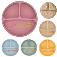 Baby Safe Sucker Silicone Dining Plate Solid Cute Cartoon Children Dishes Suction Toddler Training Tableware Kids Feeding Bowls 2