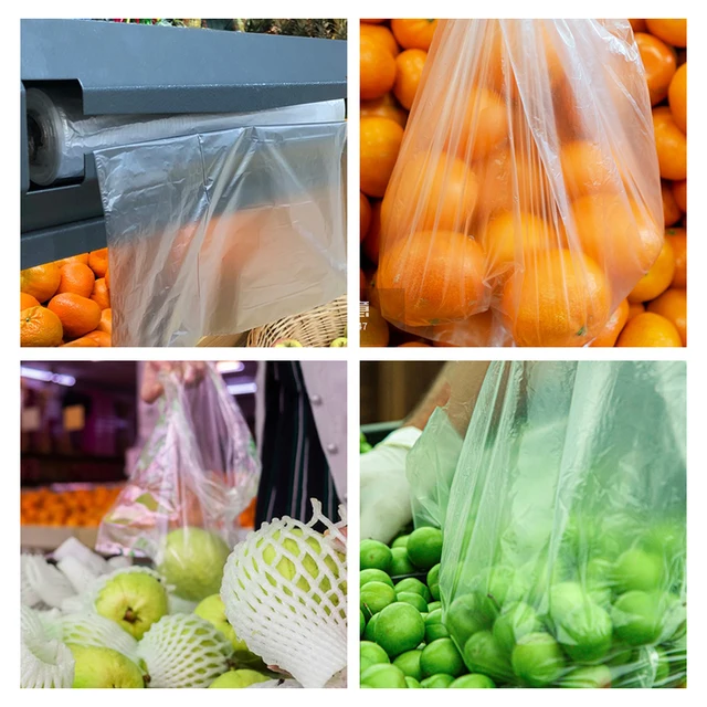 Sac de conservation des aliments frais écologiques, grand rouleau de 800g, sacs de conservation des aliments frais pour la cuisine, le congélateur, les sacs enroulables de supermarché à déchirer 4