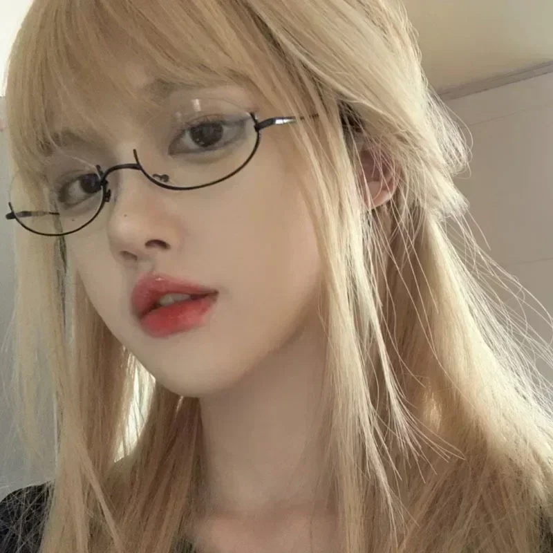 Fashion Eyeglasses Metal Frame Half Without Lens Girls Cosplay Party Decoration Y2K Photography