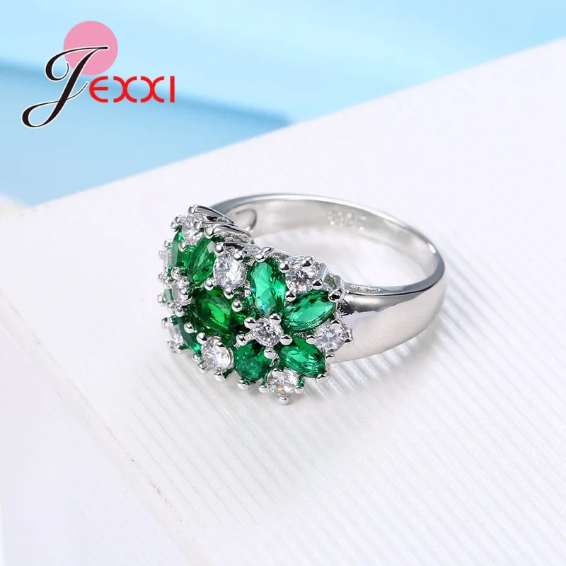 Silver Ring,Wedding Rings,Silver Rings Decoration 925 Sterling Silver Color Sparkling Finger Rings Women Girls Brilliant CZ Crystal Wedding Engagement Ring Jewelry