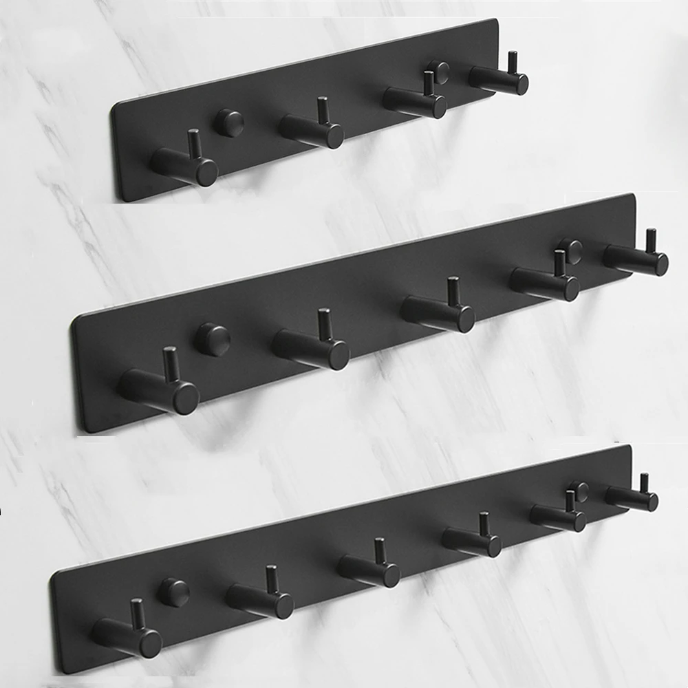 

304 Stainless Steel Clothes Hook Wall Hanger Home Decor Coat Hook Bathroom Towels Hook Black Robe Hook Punch-free Bedroom Hook