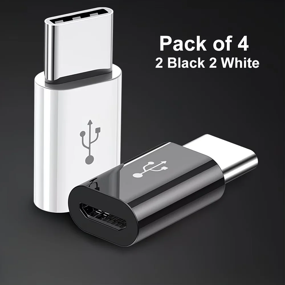 4개입 팩 4개 마이크로 USB to USB-C 어댑터 삼성, LG, 화웨이 호환 - OTG 플러그 앤 플레이, USB 장치 어댑터