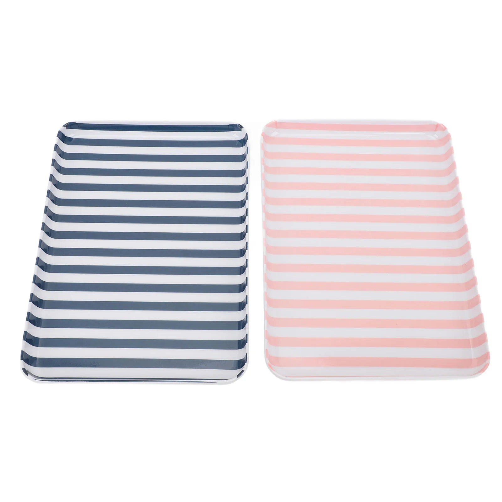 2PCS Food Tray for Couples Plastic Serving Tray Platter for Home Dessert Salad Fruits Breakfast Entertaining Blue and Pink