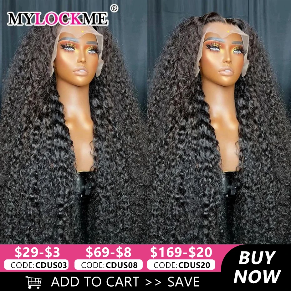 

Deep Wave Lace Front Wig 13x4 HD Transparent Lace Frontal Wigs Brazilian Human Hair For Women 180% 4x4 Lace Closure Curly Wig