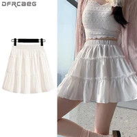 Plus Size Mini Skirt Women Summer 2025 New Arrival High Elastic Waist A Line Skirt With Lining Korean Style Black Or White Skirt
