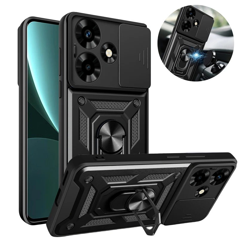 Per Infinix Hot 30 Case Hot30 Slide Camera Armor Custodia Per Telefono Per Infinix Hot 30 X6831 Car Magnetic Holder Ring Stand Cover Posteriore