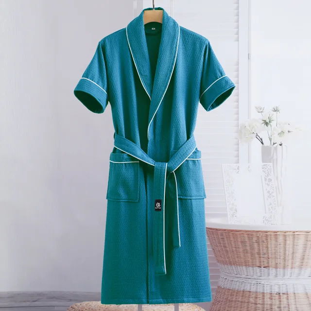 Nouvelles Robes de Chambre en Gaze de Coton Pur pour Couples Été – Peignoirs Fins à Manches Courtes, Robes de Nuit, Tenues d'Intérieur, Couleur Unie, Peignoirs d'Hôtel