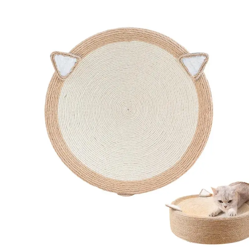 

Cat Scratcher Board Recyclable Oval Sisal Roap Scratch Pad For Cat Convenient Cat Scratching Posts For Small Cat Pets