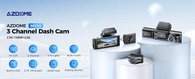 AZDOME M550 ダッシュカメラ　３点セット Amazon.com: AZDOME M550 Max 4K 3 Channel Dash Cam, Dual
