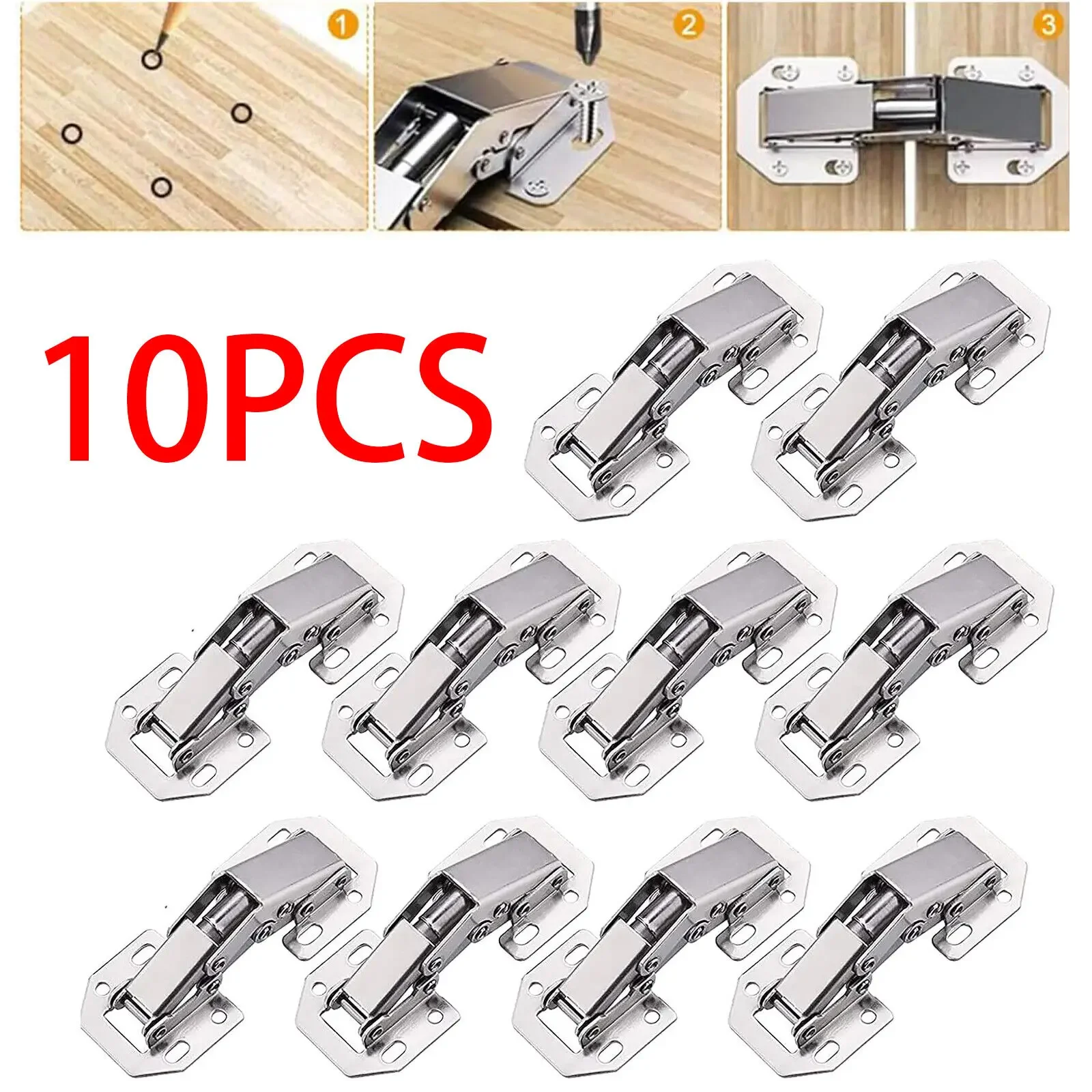 90Degree3-4Inch Not Drilling Hole Cabinet Hinge Cabinet Door Soft Closing Hinge Hydraulic Buffer Furniture Door Hinges stainless steel hinges door hinges