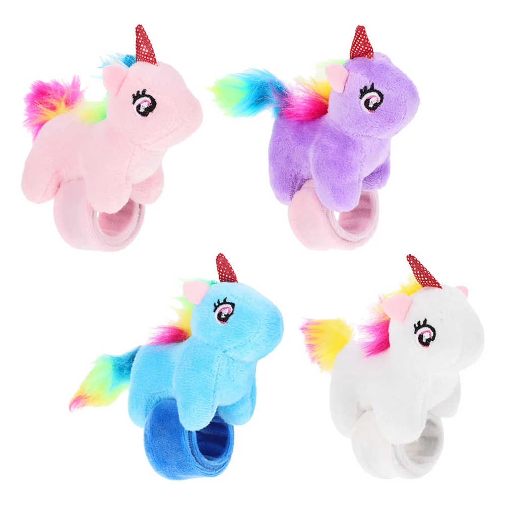 

4 Pcs Bracelet Unicorn Snap Ring Child Animals Party Favors Pp Cotton Slap Bands For