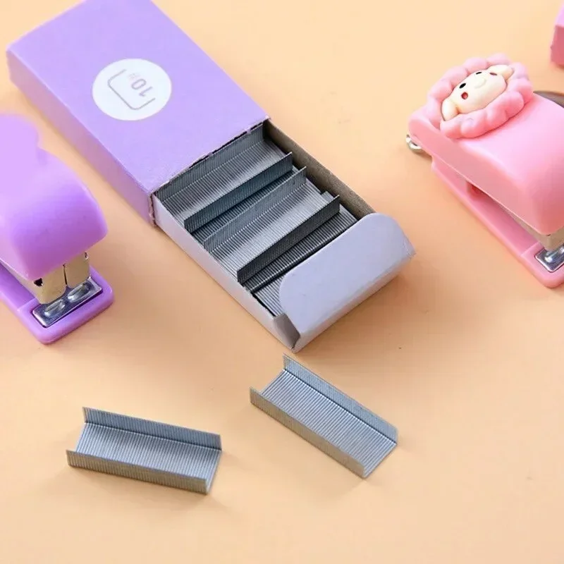 Portable Mini Stapler Cute Book Binding Tools File Organizer Keychains No.10 Staples Office Stationery School Student Supplies push stapler mini stapler set hand stapler