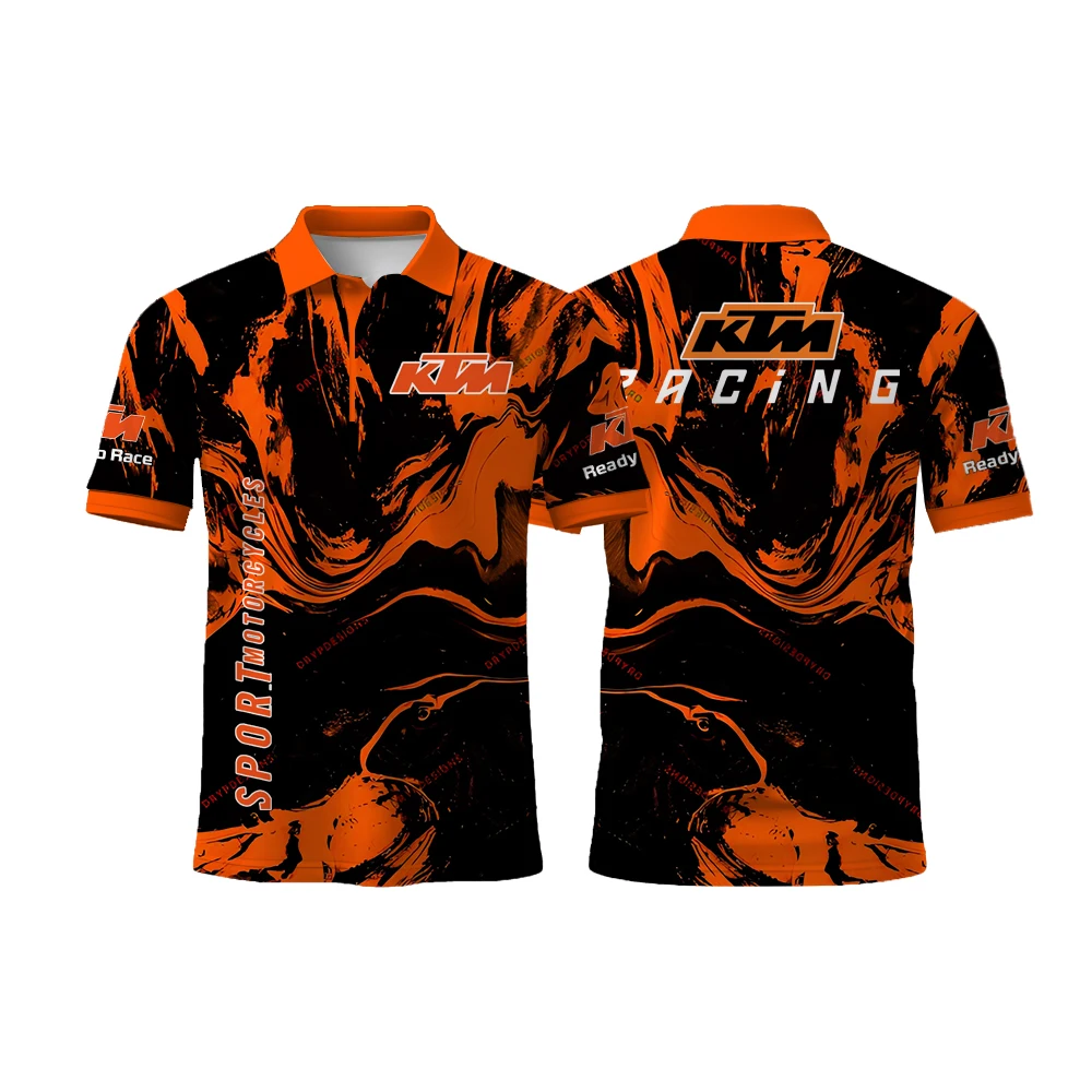 New Style Fashion Comfortable Breathable Buttons Polo Shirt KTM Logo 3D Printed Motorcycle Riding Short Sleeved Sport Shirt 5