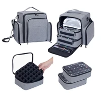 Nail Polish Organizer Large Capacity holds 60 bottles and large manicure lamps. Nail Polish Case with 2 independent removable ba 1