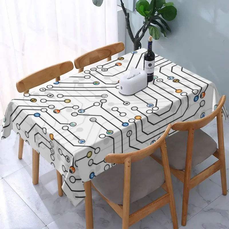 

Rectangular Oilproof Digital Asset Table Cover Fitted Bitcoin Cryptocurrency Table Cloth Backing Edge Tablecloth for Picnic