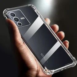 Enhanced Shockproof Clear TPU Phone Case with Airbag Design - Transparent Back Cover for Vivo V23 5g (Transparent)