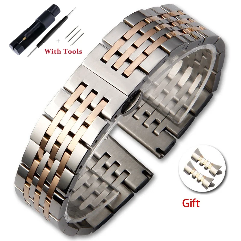 Premium Stainless Steel Watch Strap with Metal Butterfly Buckle - Waterproof Band Accessories