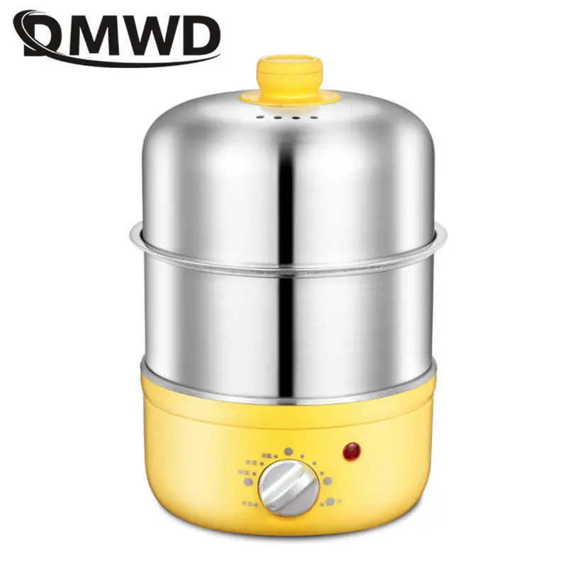 2 Layers Automatic Electric Egg cooker Stainless steel Food Steamer Grains Buns Heater Dish warmer Egg Custard Stewer Timed 220V