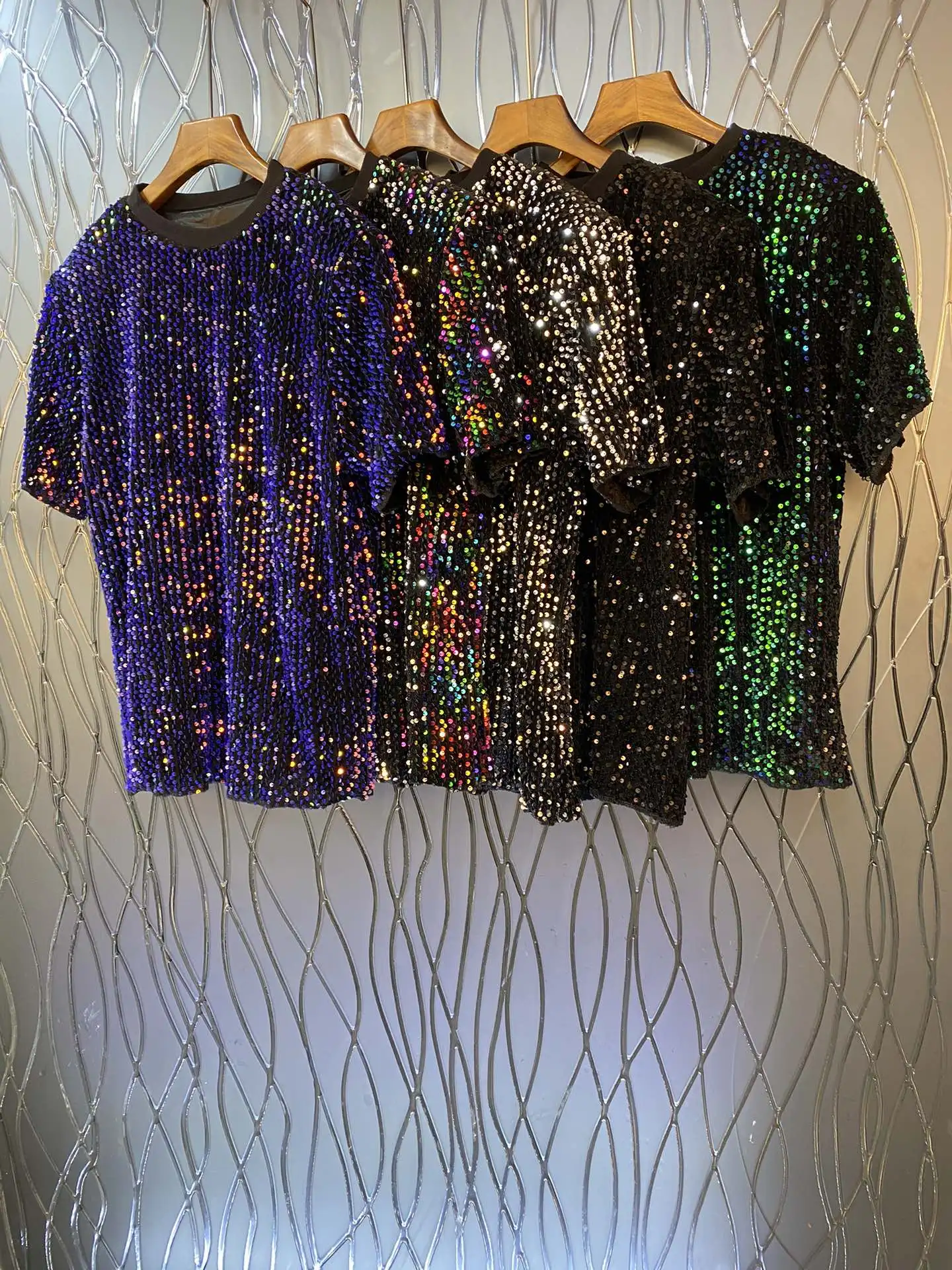 

2023 Autumn/Winter Fashion New Women's Clothing Sequined T-shirt 0912