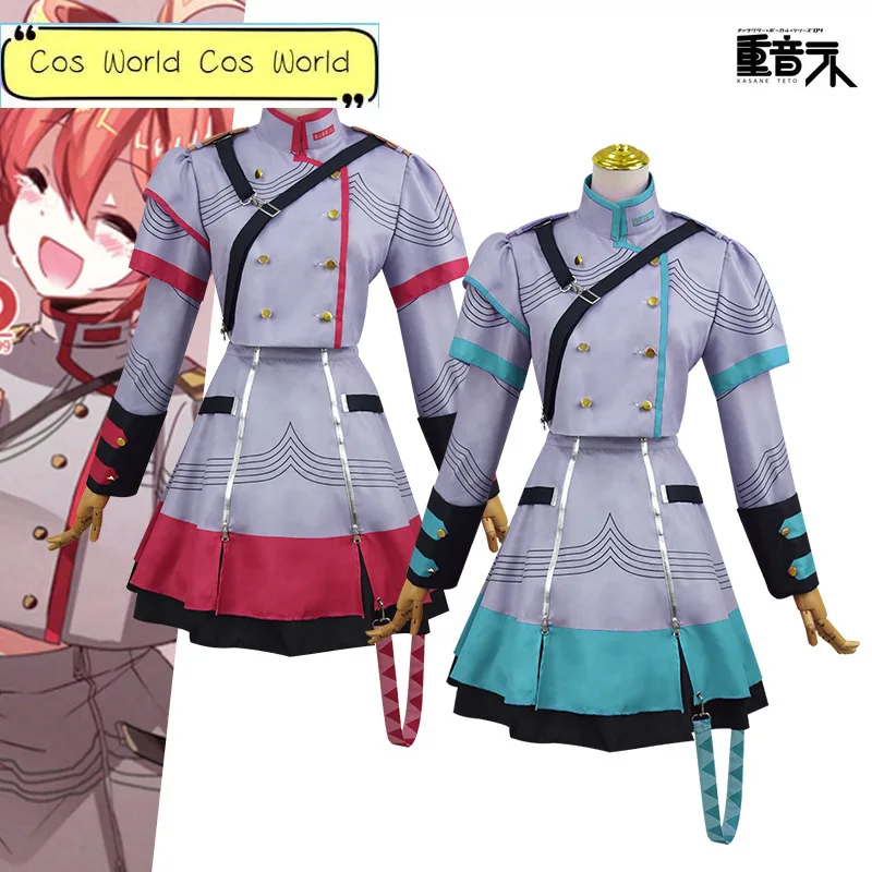 

Virtual YouTuber VTuber Miku UTAU Synthesizer Kasane Teto Uniform Outfits Women Anime Dress Wig Set Halloween Birthday Gift