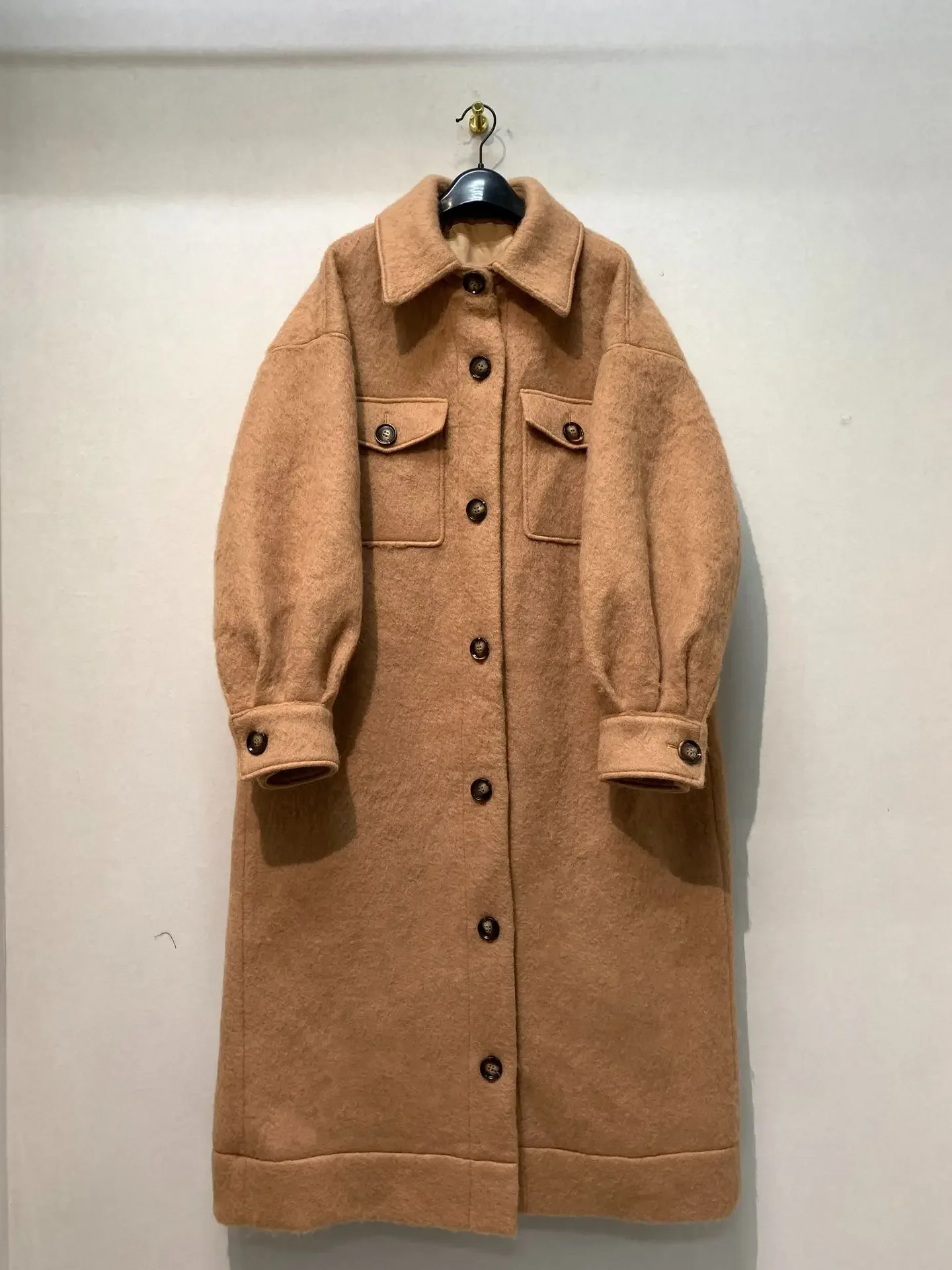 

Wool Coat Female Autumn Winter Jacket Women 2022 Vintage Casual Loose Oversized X-long Single Breasted Vintage Mohair Overcoat
