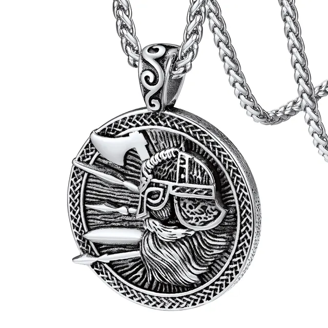 ChainsPro Men Viking Helmet Skull Pendant Necklace