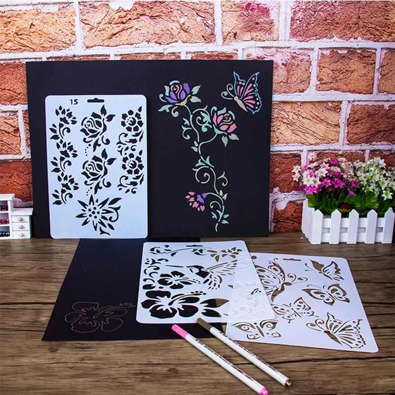 Drawing Pattern Shapes Kids Decor Props Painting Tools Stencils For DIY Album Accessories