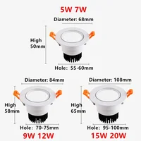 High-performance Embedded LED Downlight Angle Adjustable 5W7W9W12W15W20W COB Anti-Glare Dimmable Ceiling Light Spotlights CRI98 - Image 4