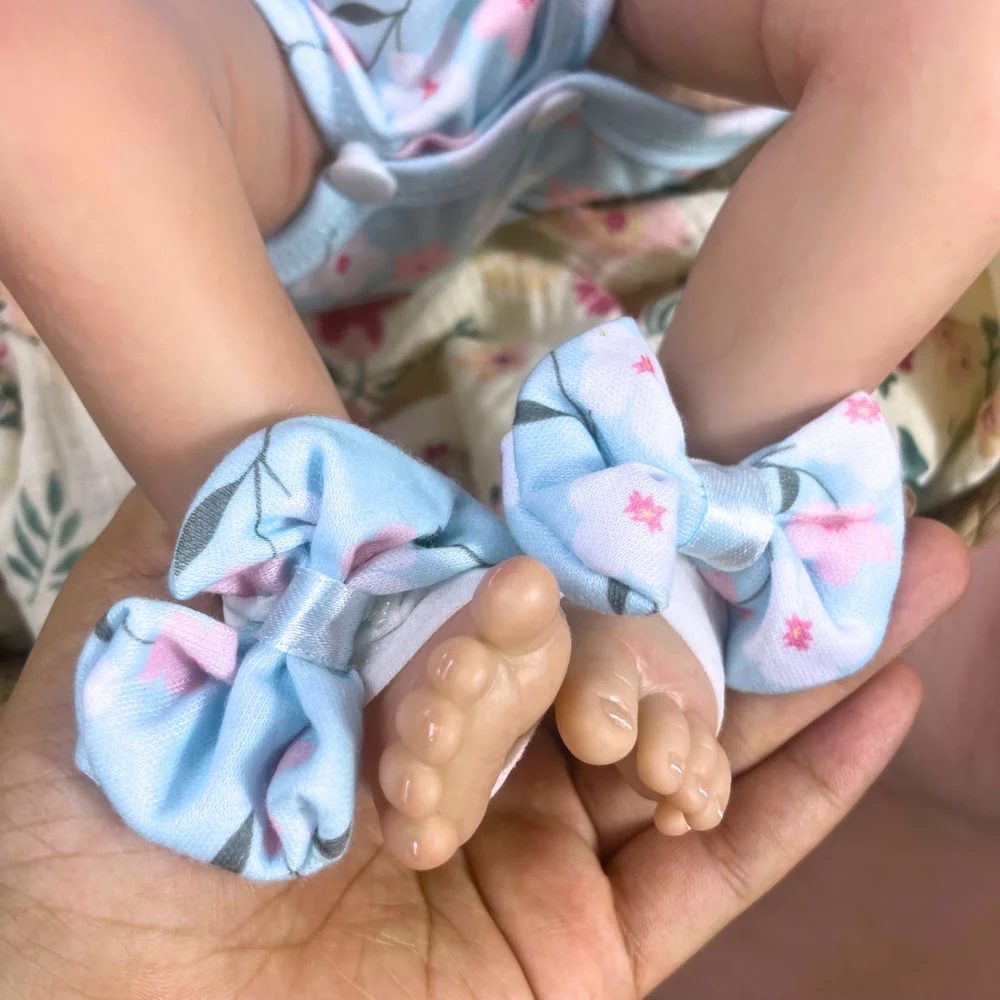 46CM Finished Reborn Baby Doll Felicia Newborn Open Blue Eyes Doll Soft Hand-Rooted Hair 3D Skin Tone Visible Veins Gift Toy - 2