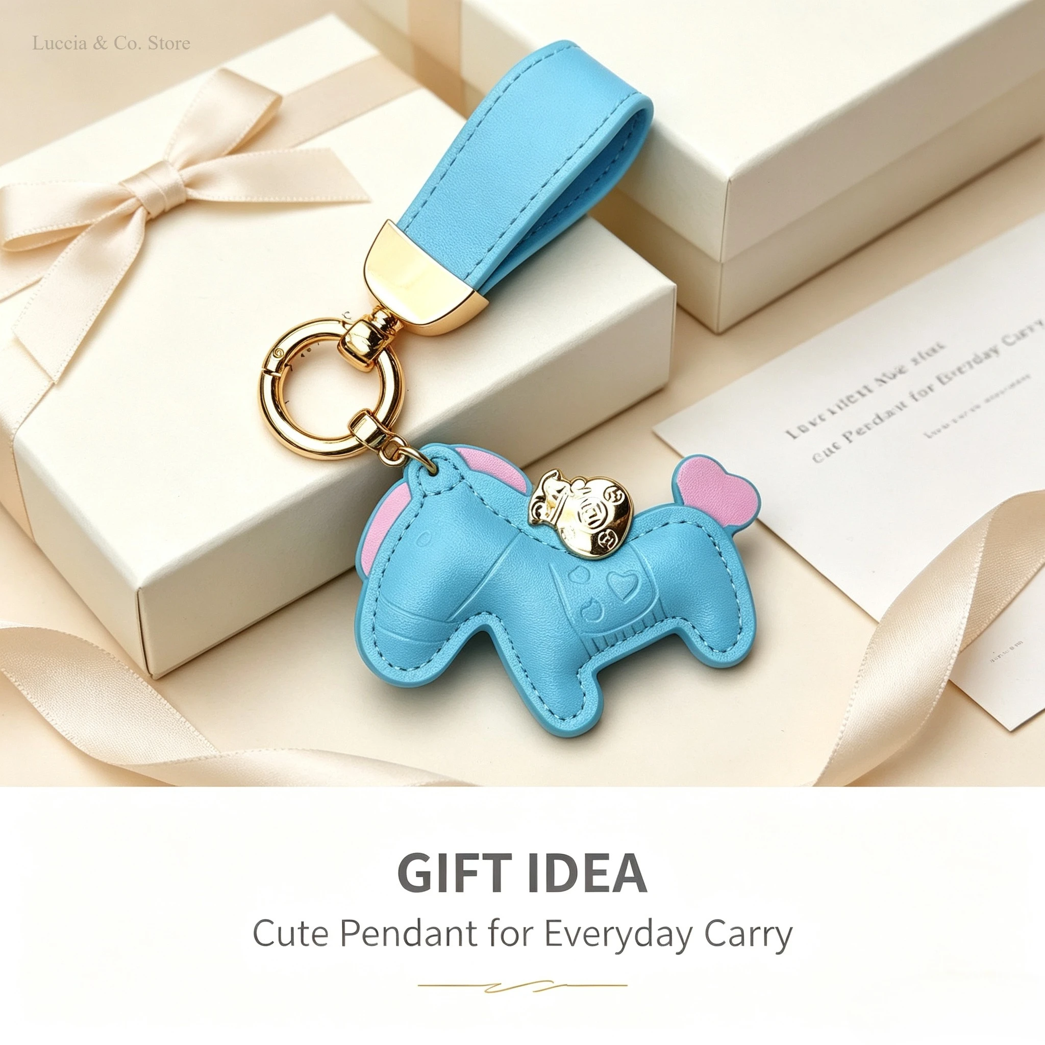 Elegant Leather Cartoon Pony Keychain Pendant, Mini Horse Bag Charm and Stylish Holiday Gift